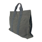 Hermes Tote Her Line MM Grey Silver Hardware Canvas Handbag — view 2