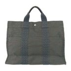 Hermes Tote Her Line MM Grey Silver Hardware Canvas Handbag — view 3