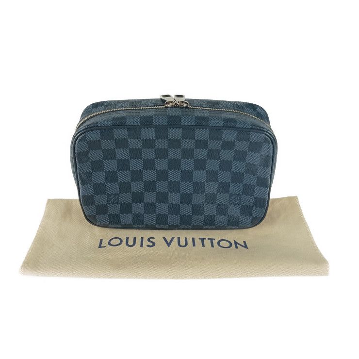 Louis Vuitton Second Bag Trousse Toilette GM Navy Silver Hardware Damier — view 9