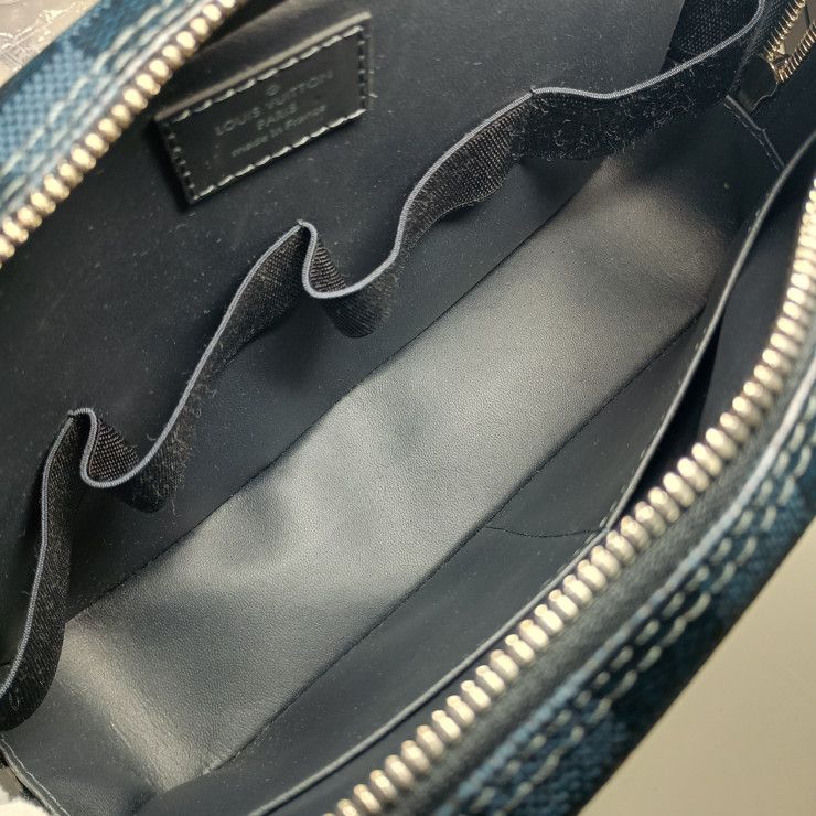 Louis Vuitton Second Bag Trousse Toilette GM Navy Silver Hardware Damier — view 7