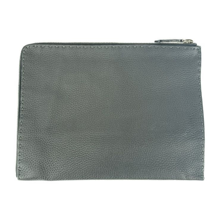 Fendi Clutch Bag Selleria 7 M0225 Gray Silver Hardware Leather Second — view 3