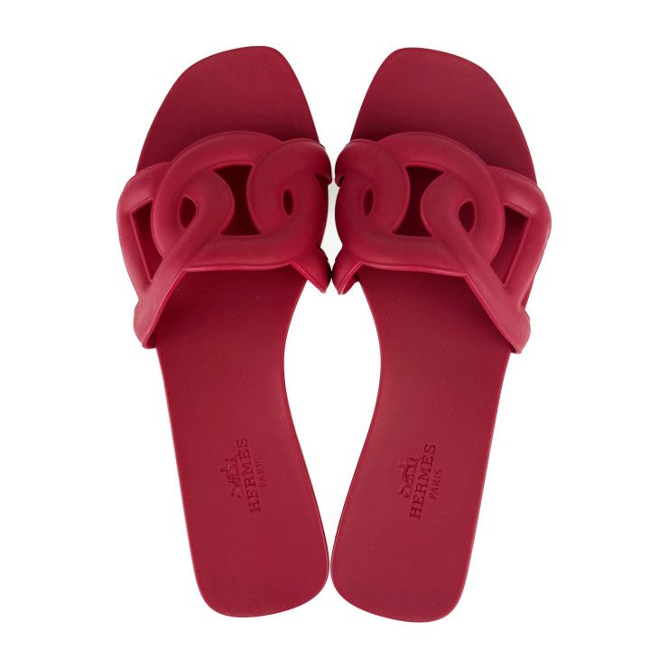 Hermes Sandals Aloha Chaine D'ancre Bordeaux Rubber — view 5