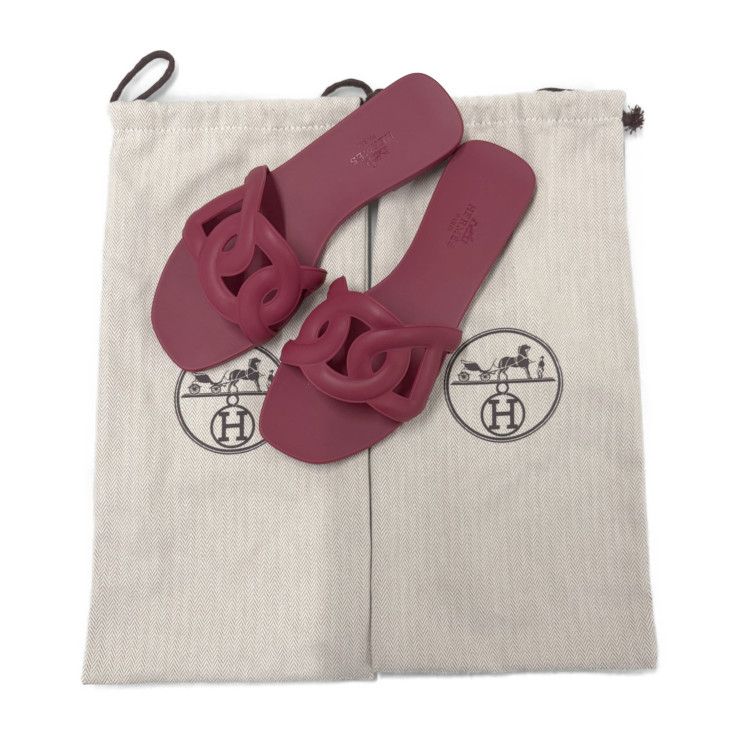 Hermes Sandals Aloha Chaine D'ancre Bordeaux Rubber — view 9