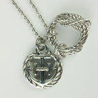 Hermes Necklace Cortaje Rope Silver Metal Pendant Anchor Cordage — view 5