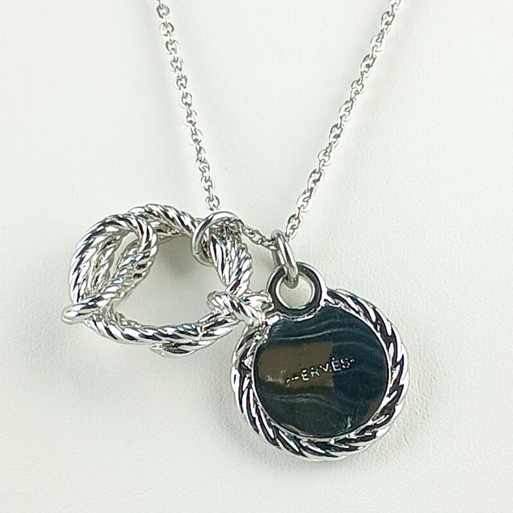 Hermes Necklace Cortaje Rope Silver Metal Pendant Anchor Cordage — view 4