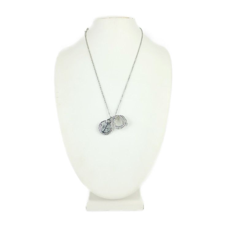 Hermes Necklace Cortaje Rope Silver Metal Pendant Anchor Cordage — view 9