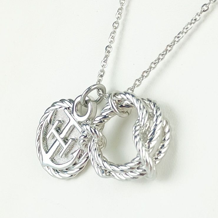 Hermes Necklace Cortaje Rope Silver Metal Pendant Anchor Cordage — view 3