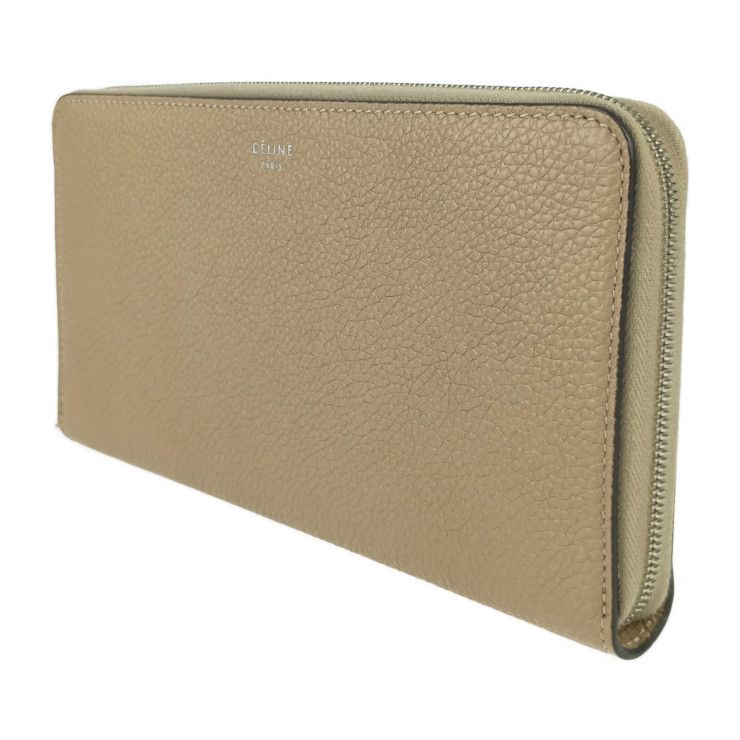 Celine Large Zipped Wallet Beige Orange Red Silver Hardware Leather — view 2