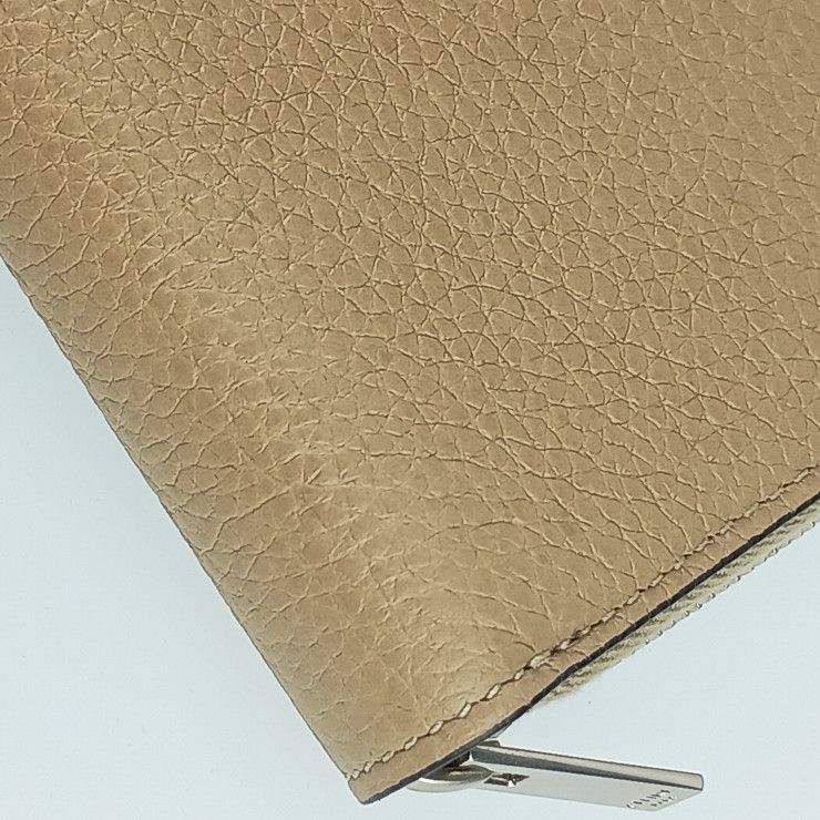 Celine Large Zipped Wallet Beige Orange Red Silver Hardware Leather — view 5
