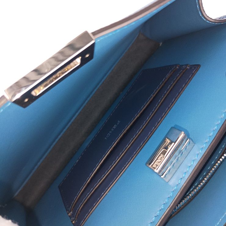 Fendi Handbag Beekaboo ICU 7 Va582 AMA3 F1 Js5 Blue Calf Leather Silver Hardware — view 8