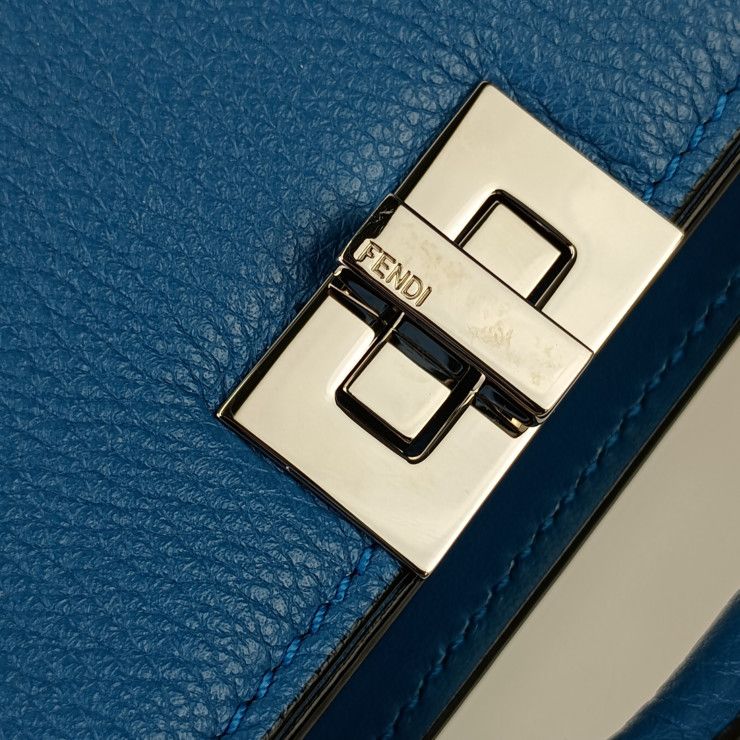 Fendi Handbag Beekaboo ICU 7 Va582 AMA3 F1 Js5 Blue Calf Leather Silver Hardware — view 6
