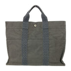 Hermes Tote Her Line MM Grey Silver Hardware Canvas Handbag — view 3