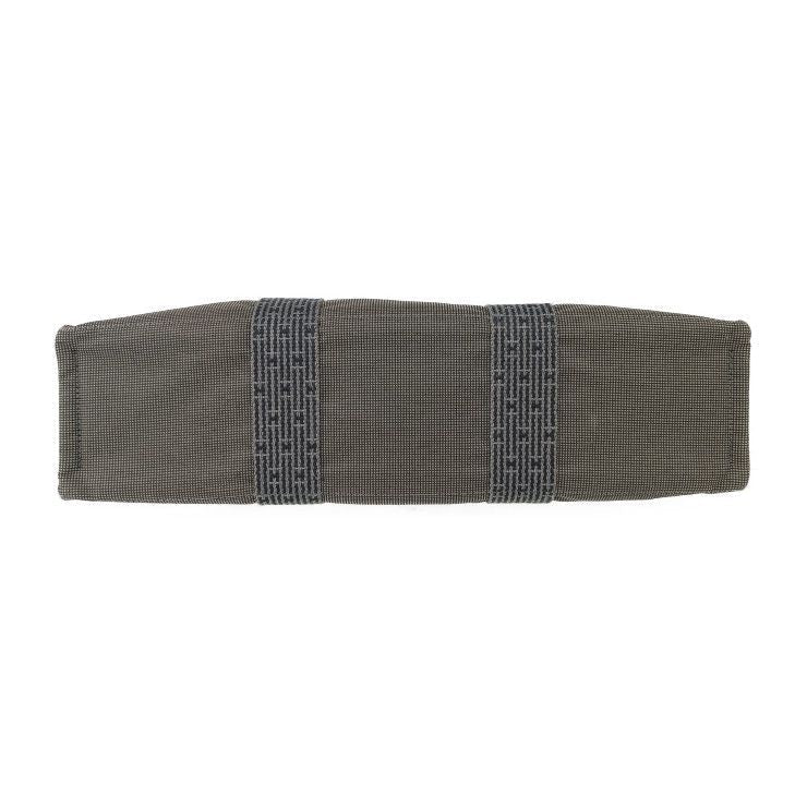 Hermes Tote Her Line MM Grey Silver Hardware Canvas Handbag — view 4