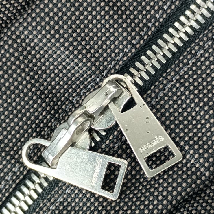 Hermes Tote Her Line MM Grey Silver Hardware Canvas Handbag — view 7