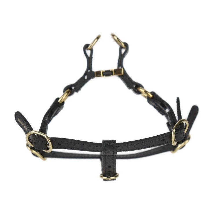 Gucci Dog Harness Other Sundries Leather Black Gold Hardware Pet — view 2