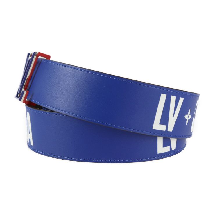 Louis Vuitton NBA Belt Mp278 Monogram Canvas Leather Brown Blue Red Virgil — view 3