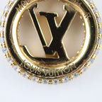 Louis Vuittone By Night Necklace Metal Rhinestone Gold Circle Pendant — view 8