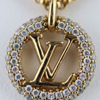 Louis Vuittone By Night Necklace Metal Rhinestone Gold Circle Pendant — view 5