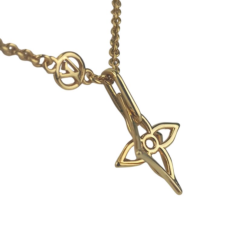 Louis Vuitton Necklace Collier Twiggy Pointed Flower Gold Metal — view 4