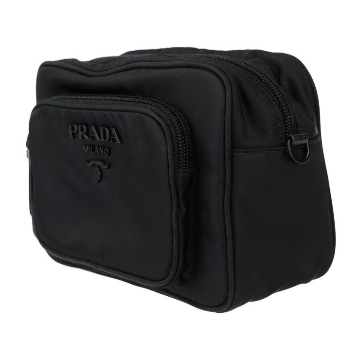 Prada Crossbody Bag Shoulder 1 Bh107 Nylon Leather Black 2-Way Pouch Logo — view 3