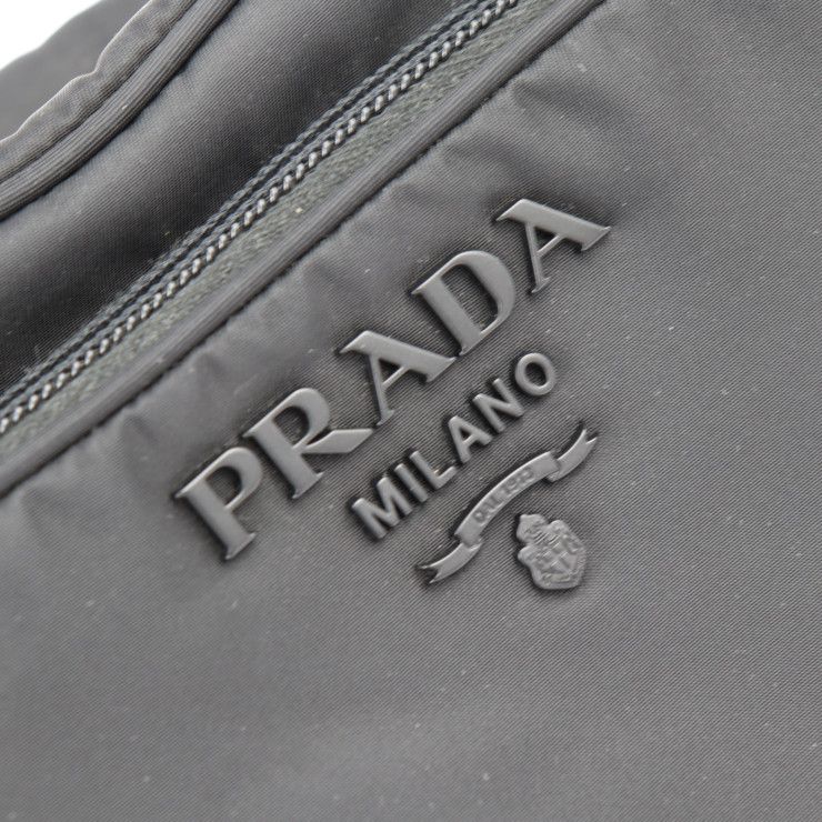 Prada Crossbody Bag Shoulder 1 Bh107 Nylon Leather Black 2-Way Pouch Logo — view 7