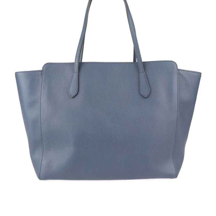 Gucci Swing Tote Bag Leather Navy Gold Hardware Shoulder Large — view 3