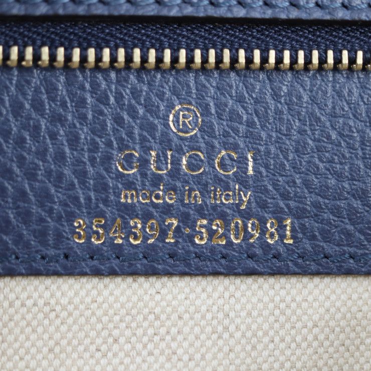Gucci Swing Tote Bag Leather Navy Gold Hardware Shoulder Large — view 9