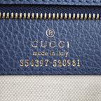 Gucci Swing Tote Bag Leather Navy Gold Hardware Shoulder Large — view 9