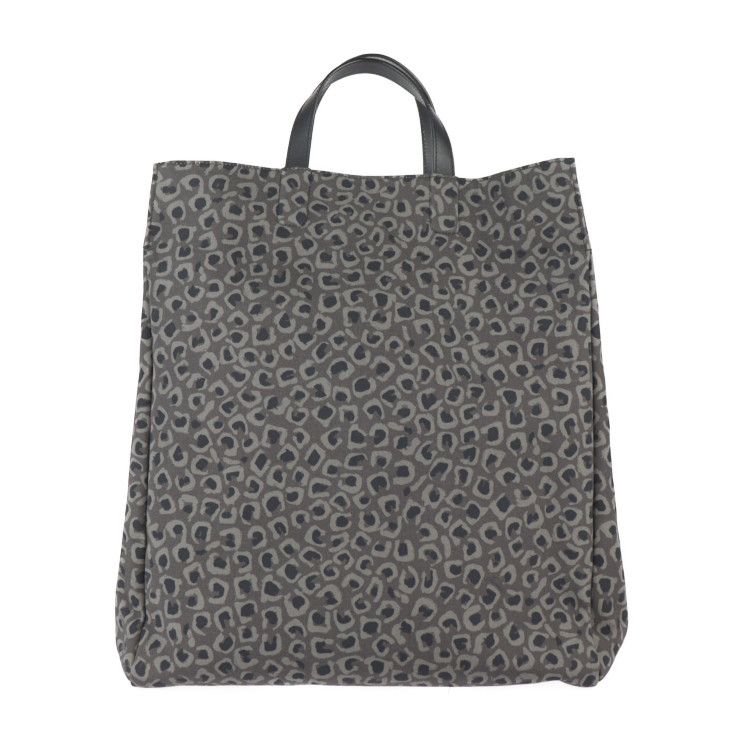 Gucci Shopping Bag Tote Canvas Leather Grayish Black Leopard Pattern — view 3