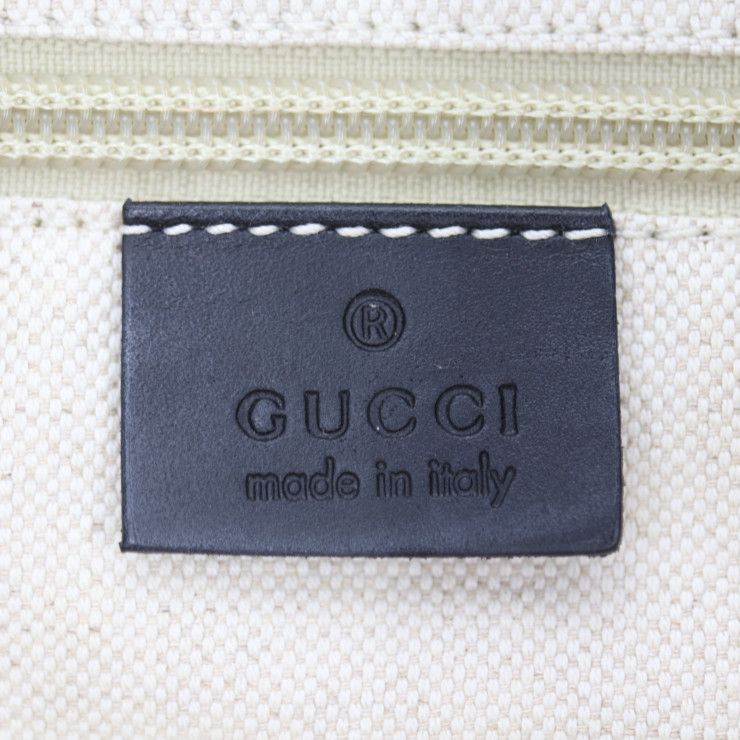 Gucci Shopping Bag Tote Canvas Leather Grayish Black Leopard Pattern — view 9