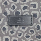 Gucci Shopping Bag Tote Canvas Leather Grayish Black Leopard Pattern — view 6