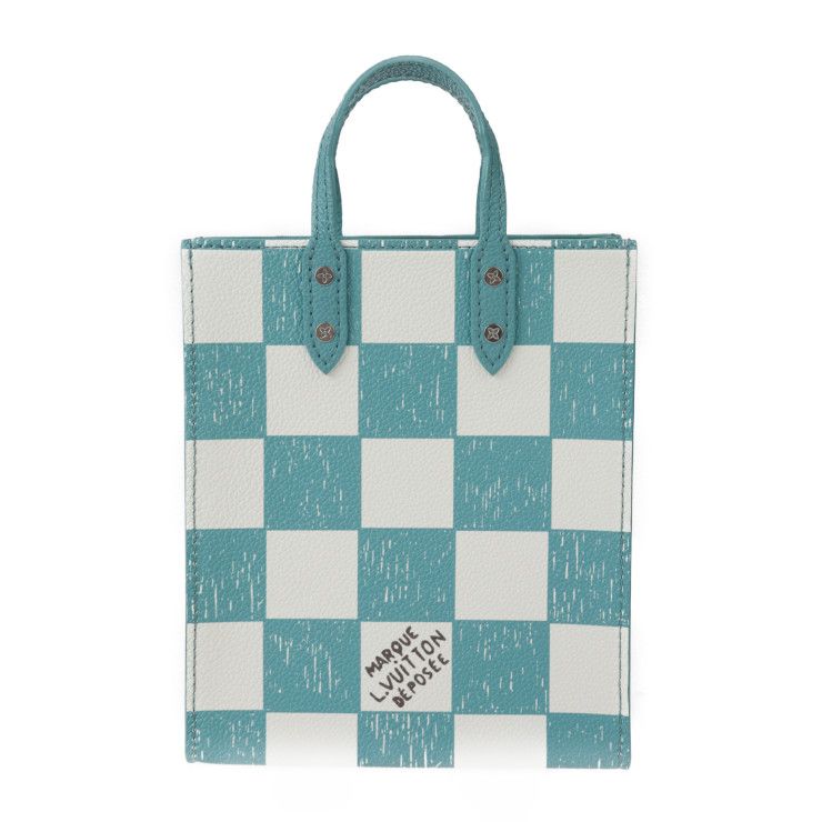 Louis Vuitton Sac Plat XS Shoulder Bag Leather Turquoise White Silver — view 3
