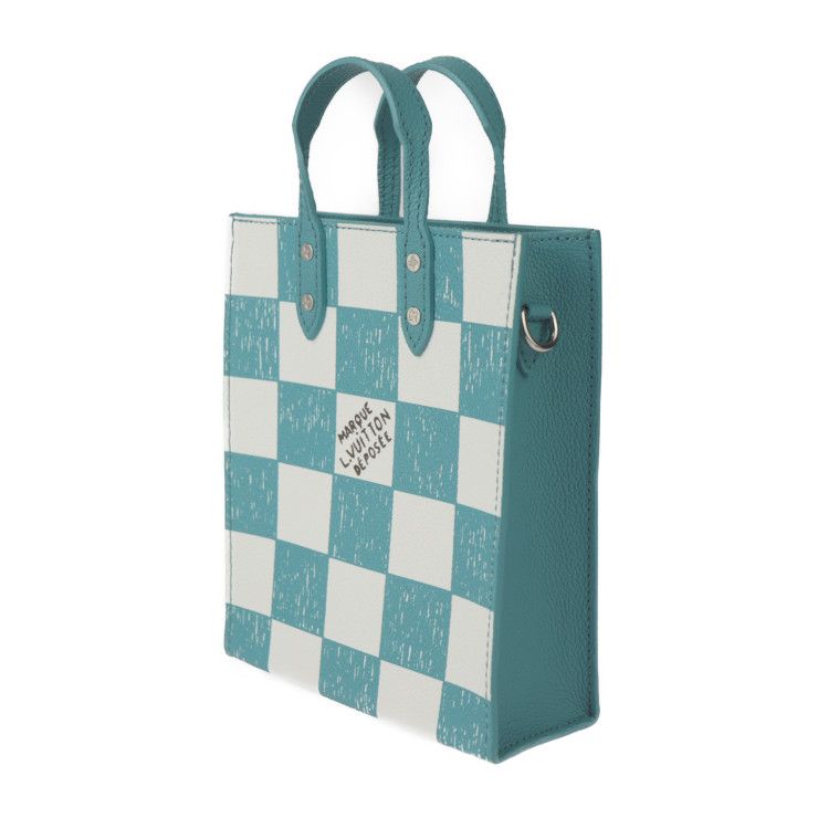 Louis Vuitton Sac Plat XS Shoulder Bag Leather Turquoise White Silver — view 2