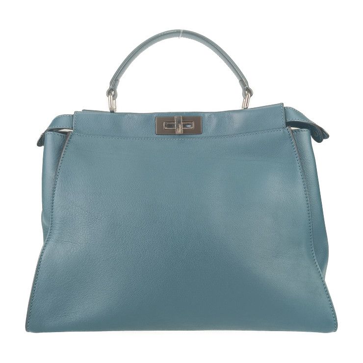 Fendi Tote Bag Peekaboo Large 8 Bn210 Blue Silver Hardware Leather 2-Way — view 3