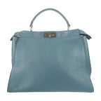Fendi Tote Bag Peekaboo Large 8 Bn210 Blue Silver Hardware Leather 2-Way — view 3