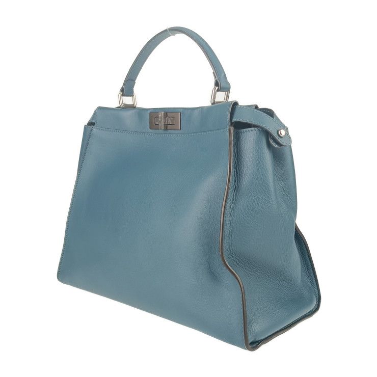 Fendi Tote Bag Peekaboo Large 8 Bn210 Blue Silver Hardware Leather 2-Way — view 2