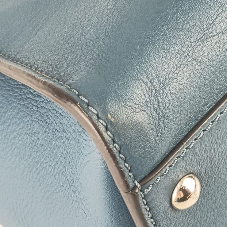 Fendi Tote Bag Peekaboo Large 8 Bn210 Blue Silver Hardware Leather 2-Way — view 6