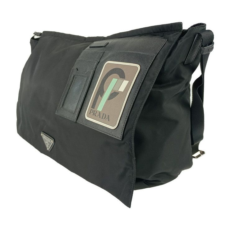 Prada Shoulder Bag Messenger 2 Vd013 Black Nylon Leather Flap — view 2