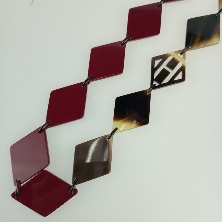 Hermes Deva Necklace Brown Bordeaux Buffalo Horn — view 5