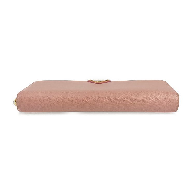 Prada Long Wallet 1 Ml506 Pink Saffiano Leather Round Zipper — view 4