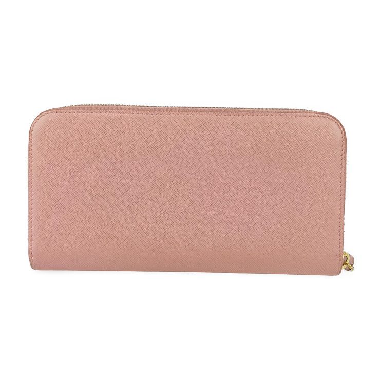 Prada Long Wallet 1 Ml506 Pink Saffiano Leather Round Zipper — view 3