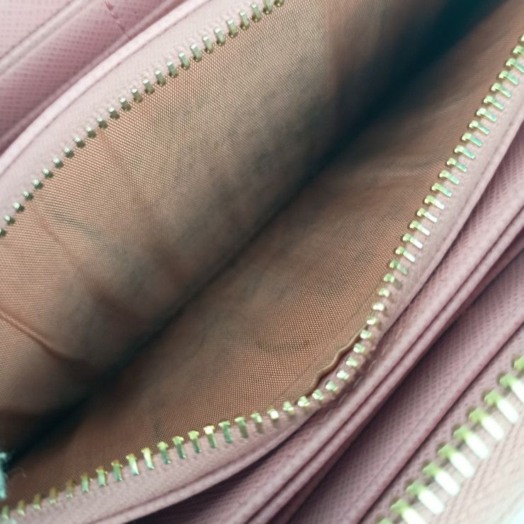 Prada Long Wallet 1 Ml506 Pink Saffiano Leather Round Zipper — view 8