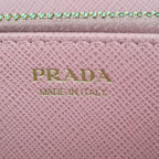 Prada Long Wallet 1 Ml506 Pink Saffiano Leather Round Zipper — view 9