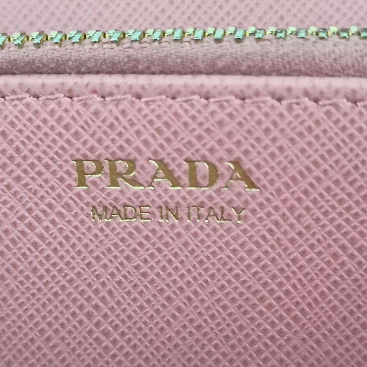 Prada Long Wallet 1 Ml506 Pink Saffiano Leather Round Zipper — view 9