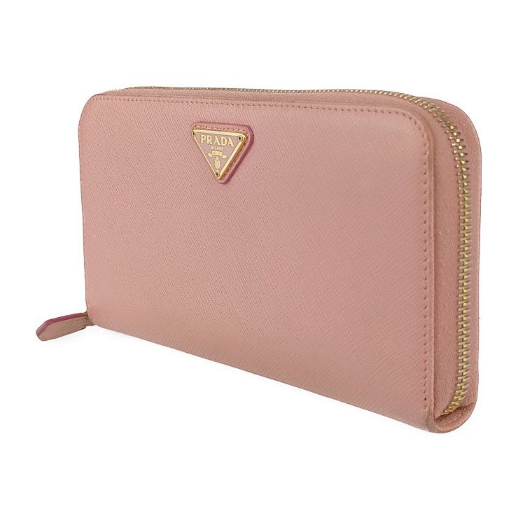 Prada Long Wallet 1 Ml506 Pink Saffiano Leather Round Zipper — view 2