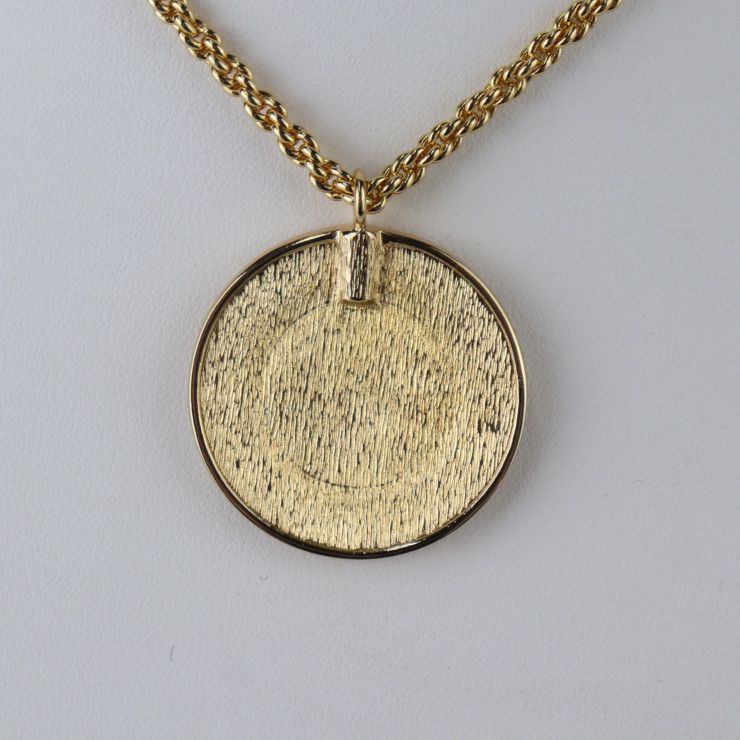 Christian Dior CD Logo Necklace Metal Gold Pendant Circle — view 4