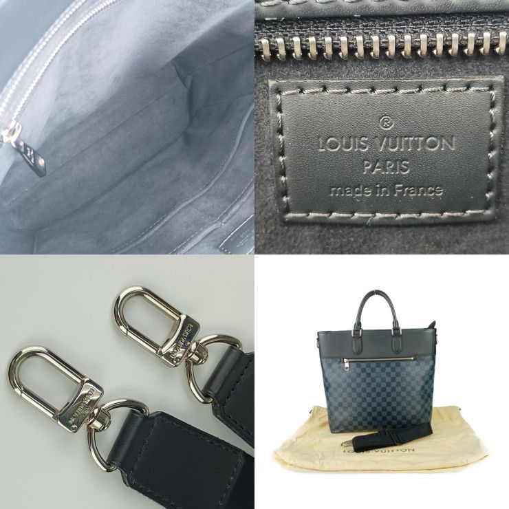 Louis Vuitton Tote Bag Newport Navy Silver Hardware Damier Cobalt Canvas — view 9