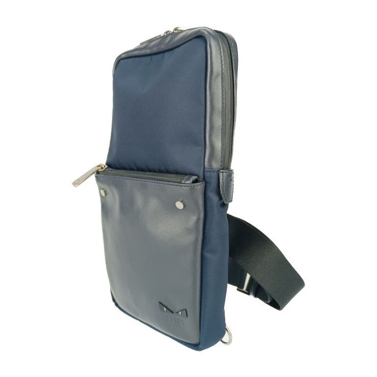 Fendi Body Bag Bugs One Shoulder 7 D Navy Black Silver Hardware — view 2