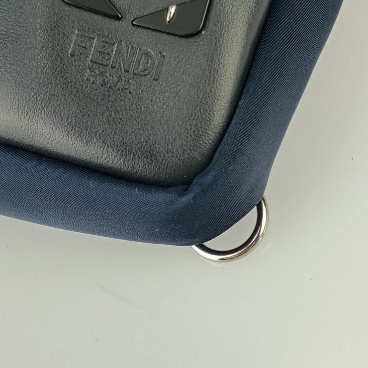 Fendi Body Bag Bugs One Shoulder 7 D Navy Black Silver Hardware — view 5