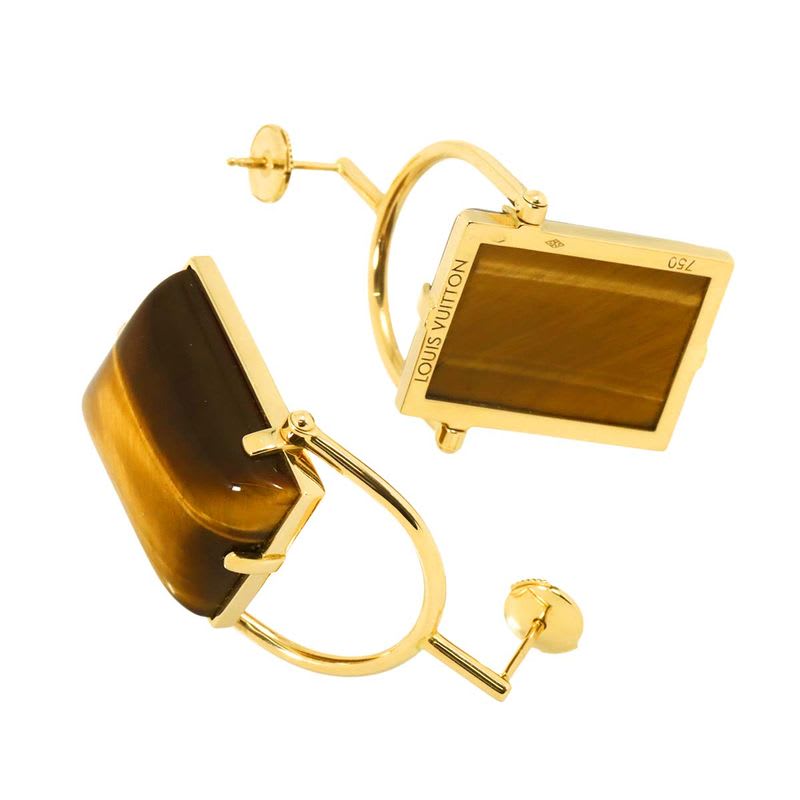 Louis Vuitton Taiga Earrings 18K YG Yellow Gold 750 Pierced — view 4